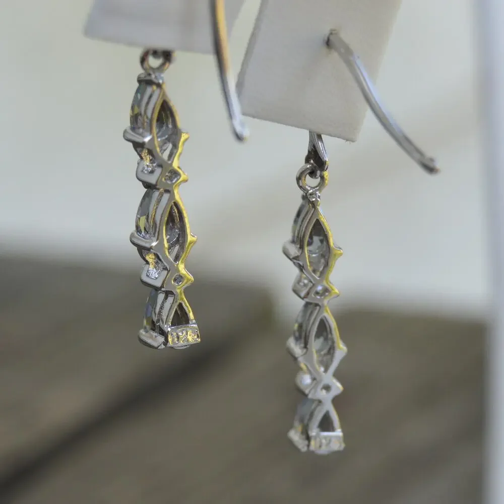 1.51ctw Mystic Topaz Diamond Dangle Earrings 925 Sterling Silver